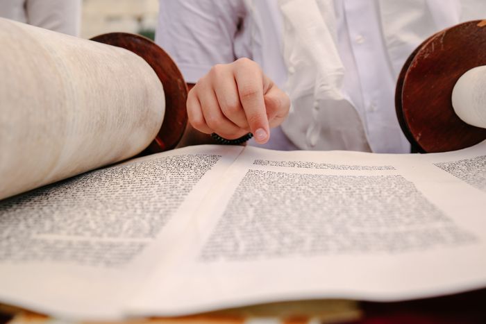 Reading from a Torah scroll