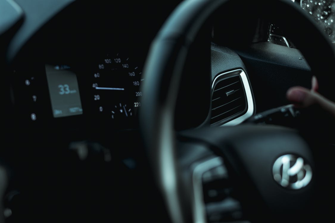 Black Car Dashboard Close Up