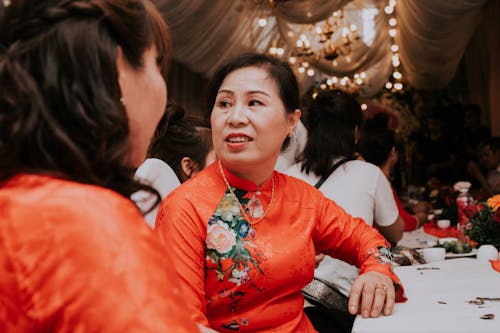 Woman in Red Dress Smiling