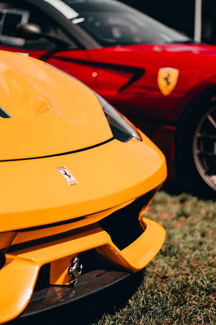 Yellow And Red Ferrari Sports Car