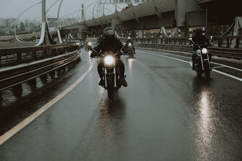 Black Motorcycles on the Road