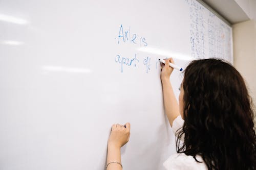 Free Woman Writing on the White Board Stock Photo