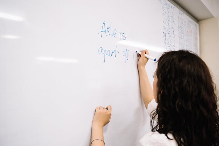 Woman Writing On The White Board