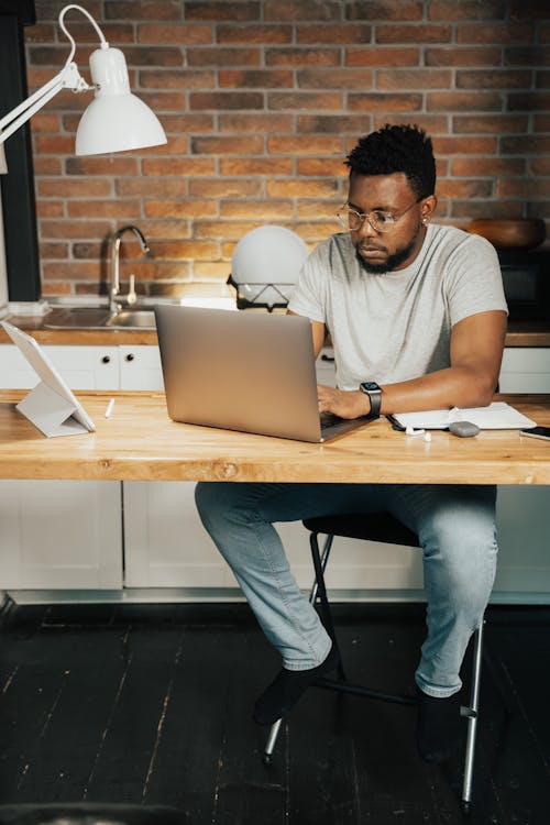 Free Man Working From Home Stock Photo