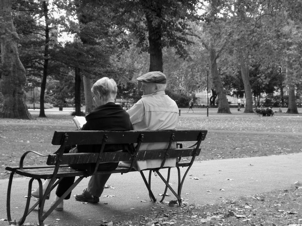 black and white, london, old people