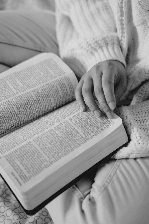 Free Person Reading Holy Bible Stock Photo