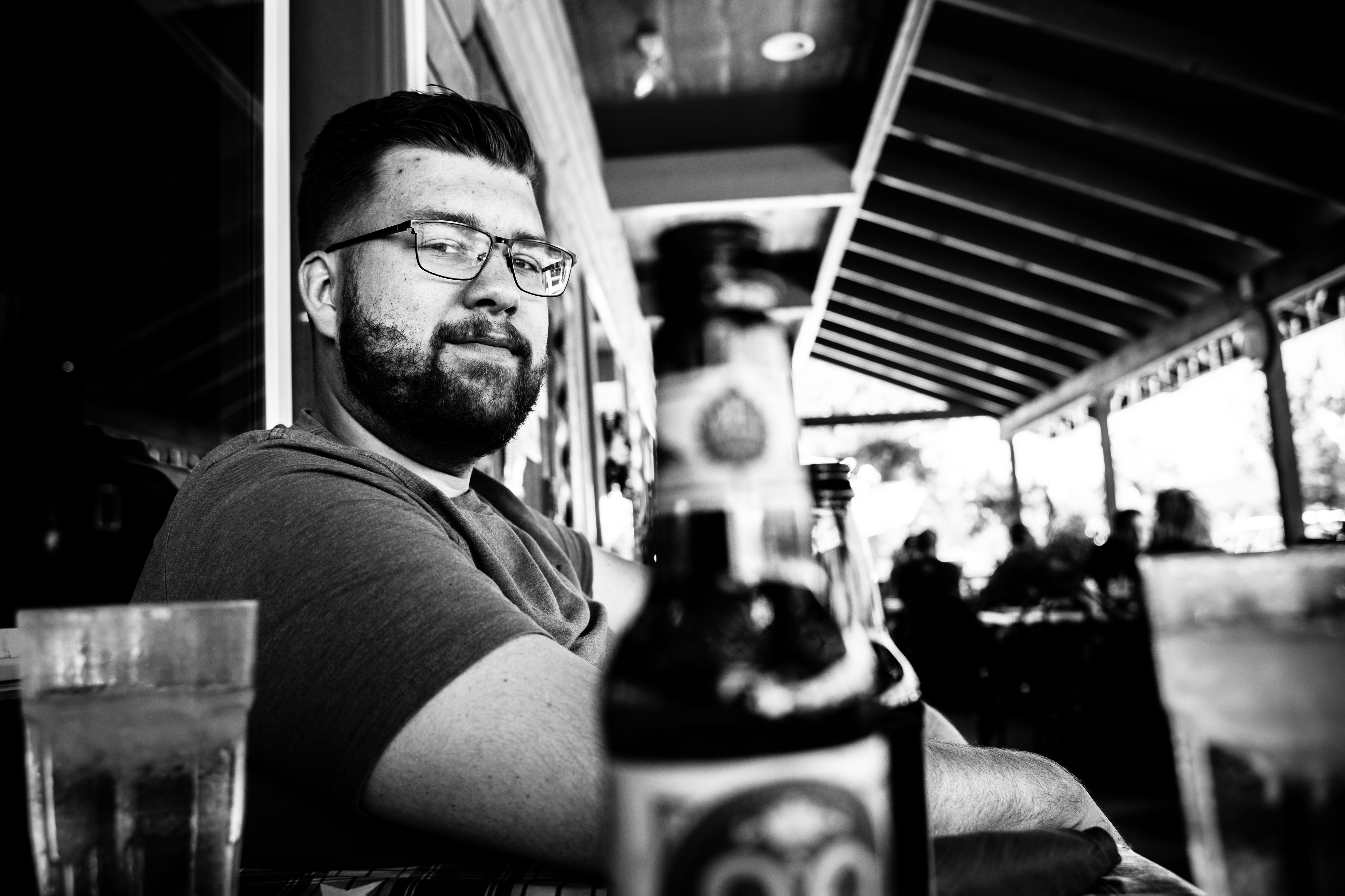 Black and White Photo of a Man with Beard Wearing Eyeglasses · Free ...