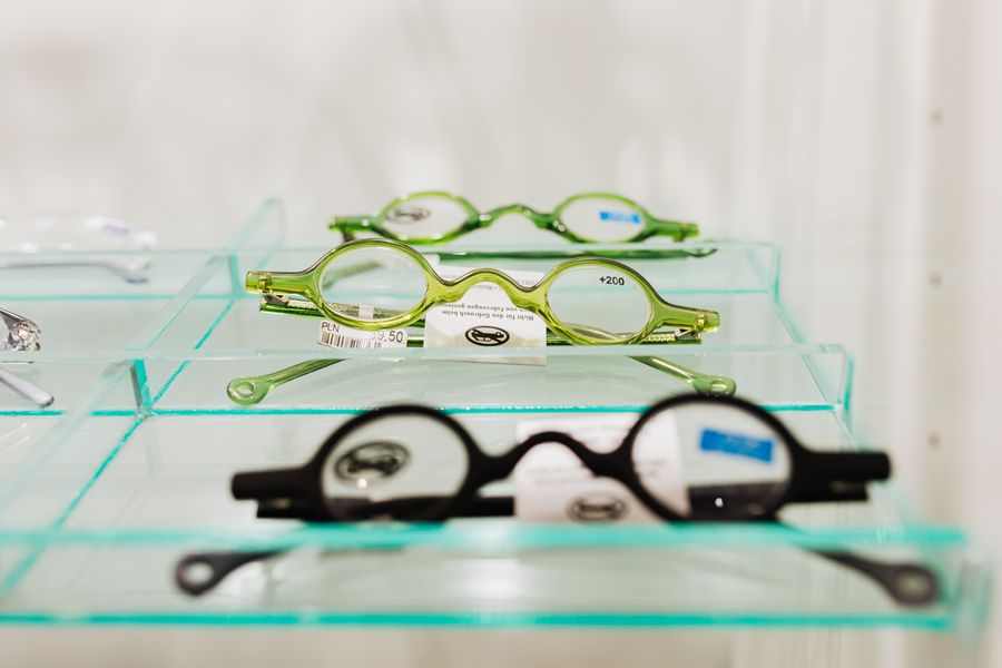Modern designer eyeglasses displayed at Naman Opticals Bhind