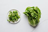 Close-Up of Spinach and Romaine Lettuce