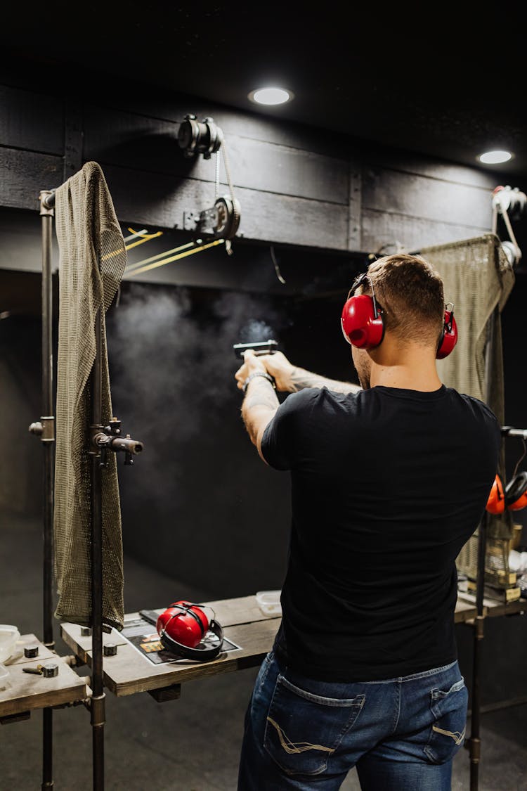 Man In Black Shirt Firing