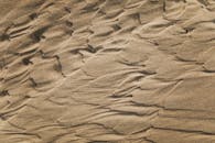 海滩上沙纹的特写，突出自然纹理的复杂之美