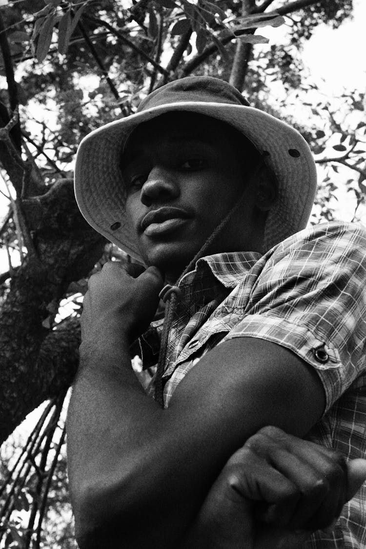 Trendy Black Man In Panama Hat On Street