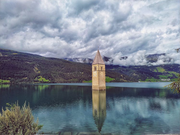 View Of The Monument Kirchturm Von Altgraun Graun In Italy