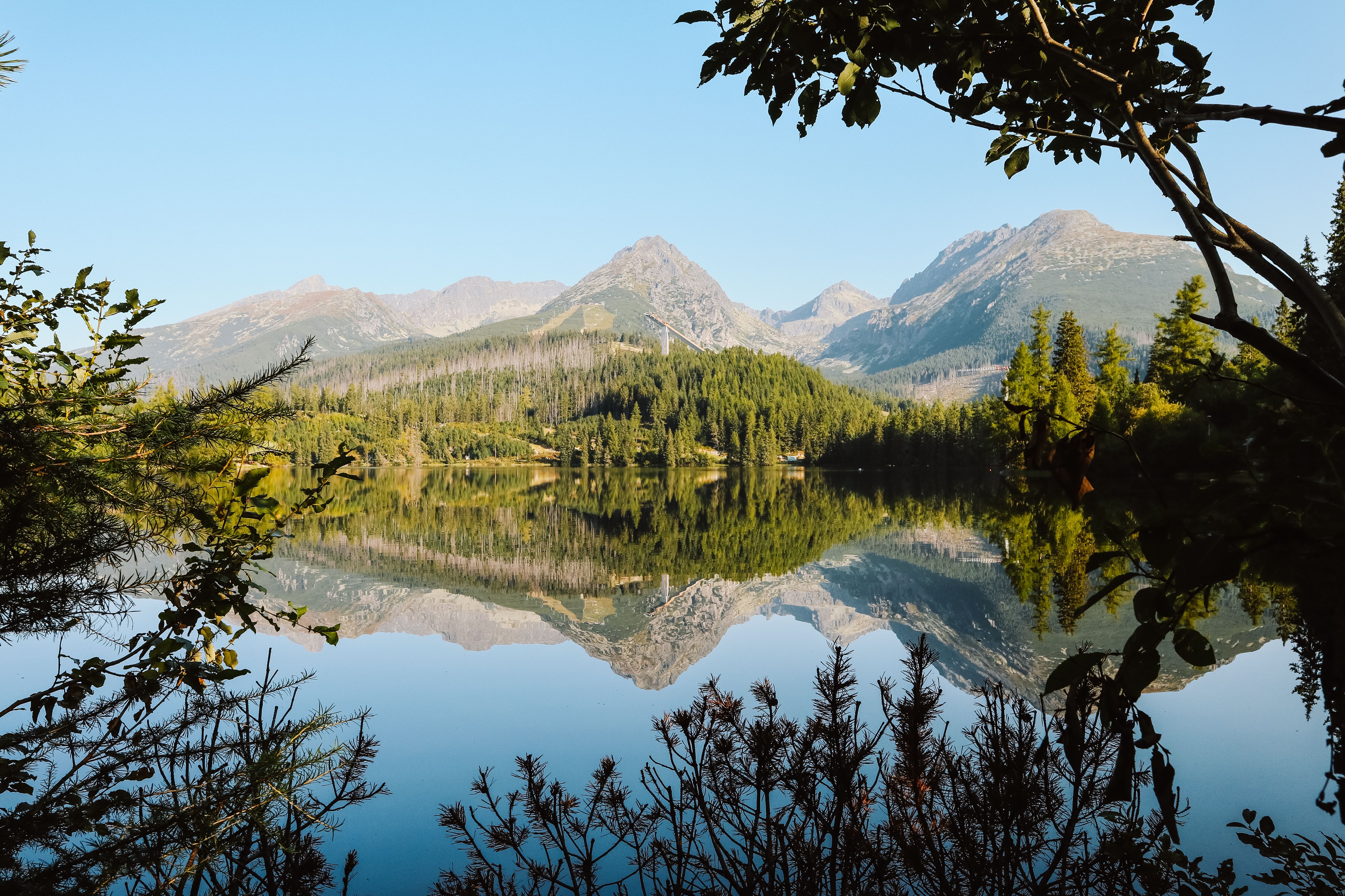 Mountain lake with surrounding peaks