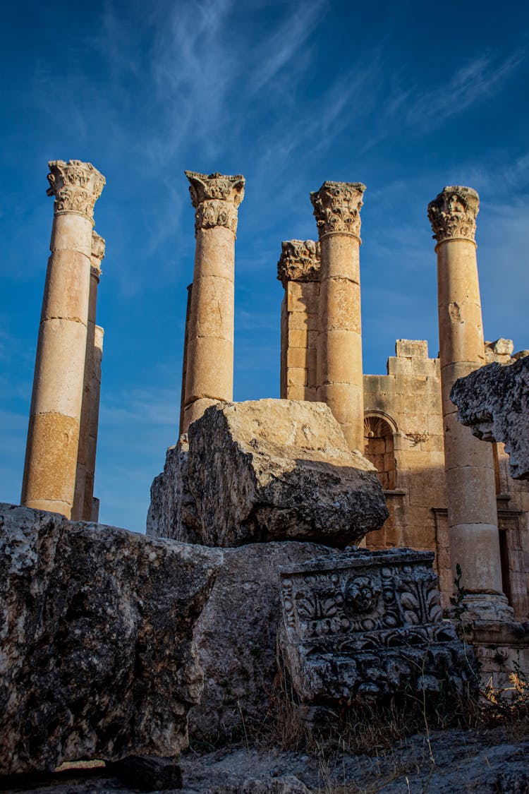 Ancient Roman Columns In Jordan