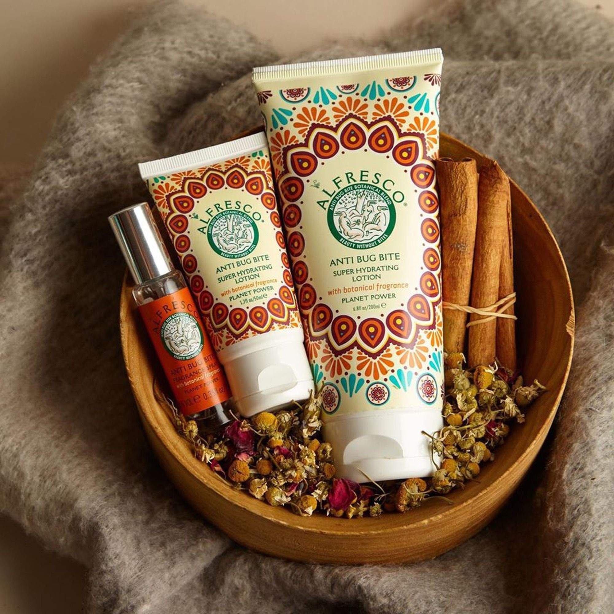 Cosmetics, Cinnamon and Flowers in Bowl