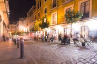 Tables and Chairs on Brick Road