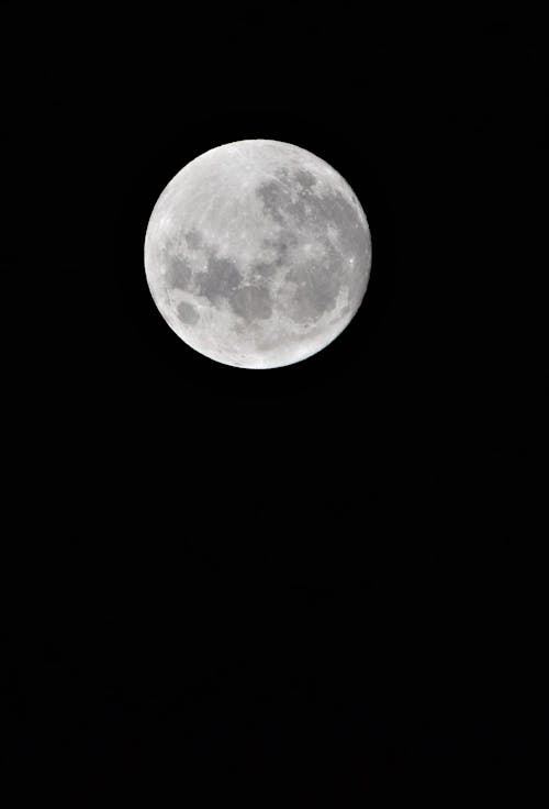 Close-Up Shot of a Clear and Bright Full Moon