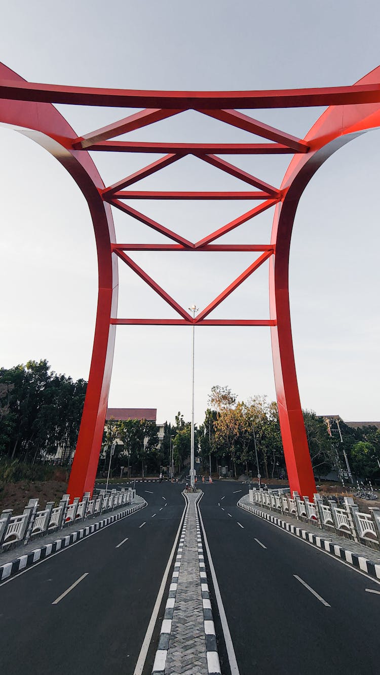 Empty Red Girder Bridge