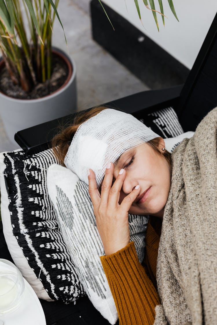 A Woman With Head Injury Sleeping