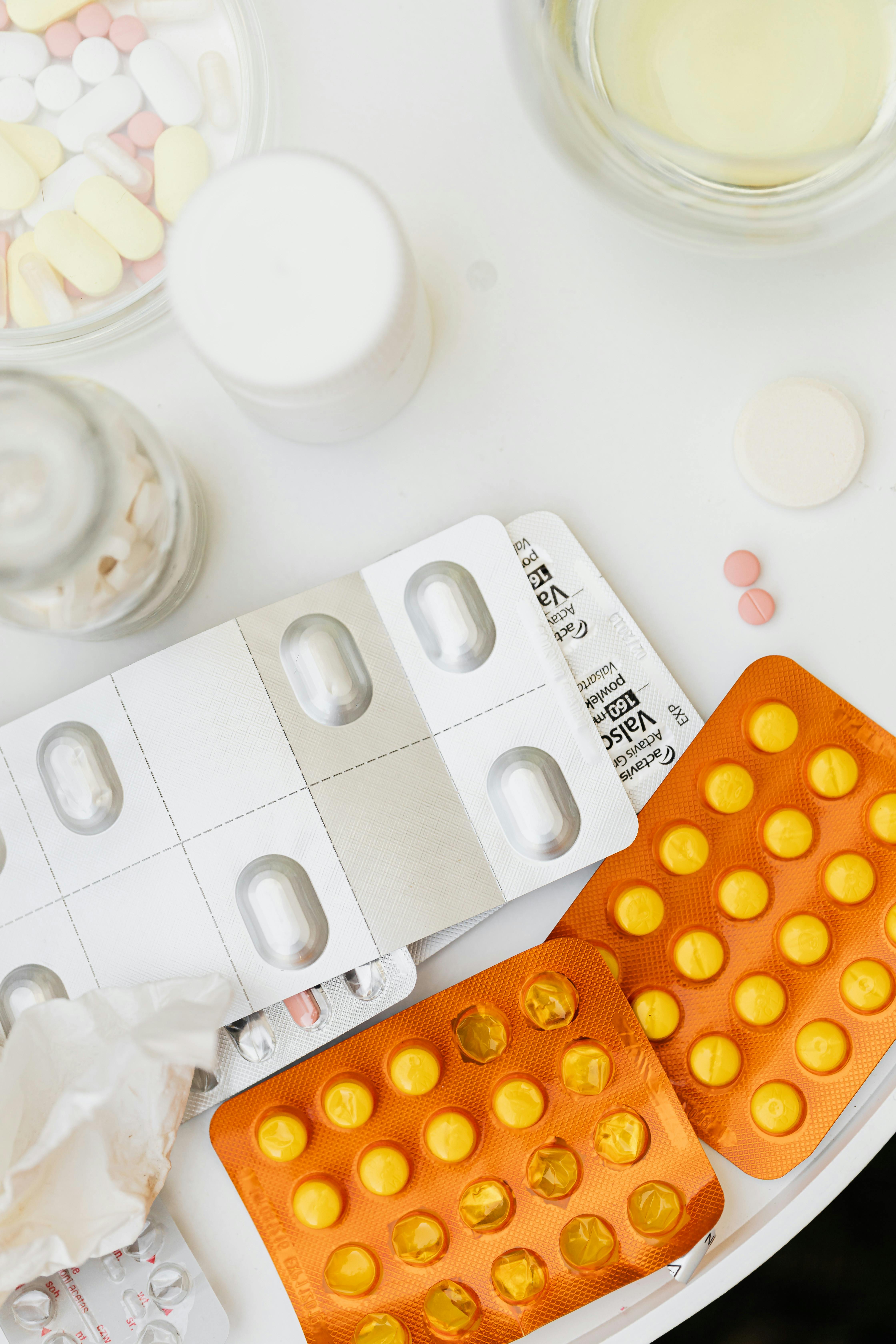 a close up shot of various medicines