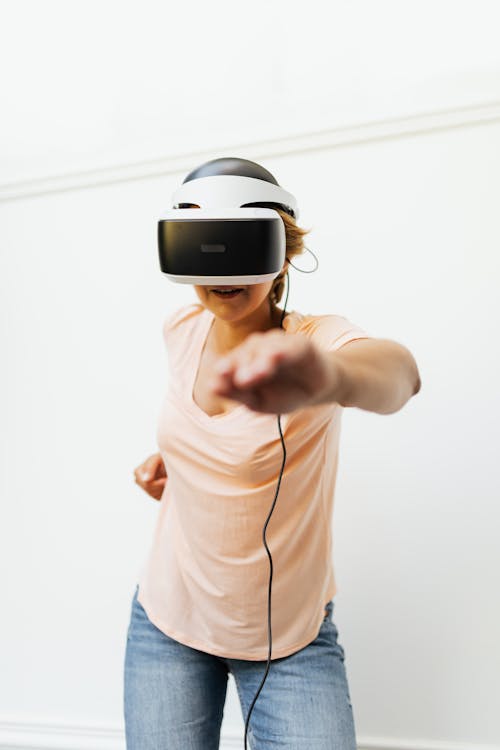 A Woman Playing Virtual Reality Game