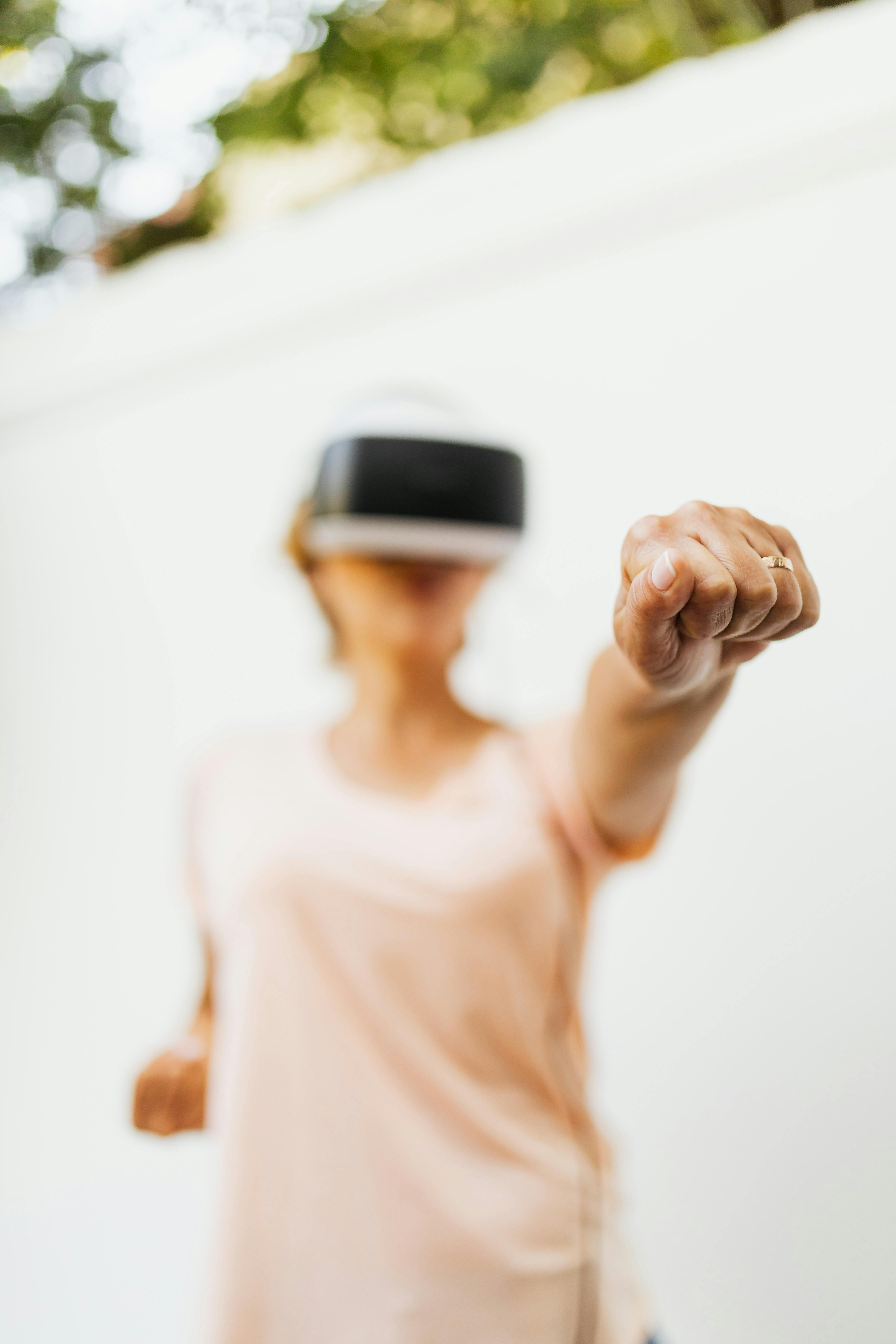 a woman playing virtual reality game