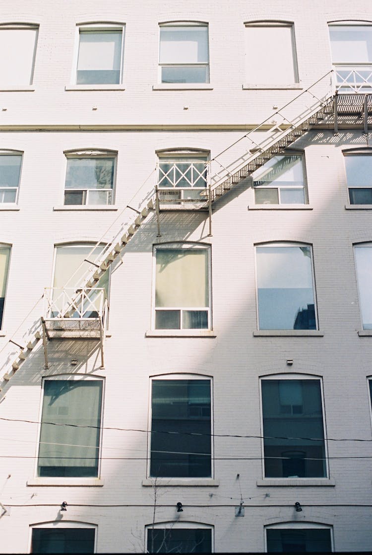 Exterior Of Residential Building With Fire Escape