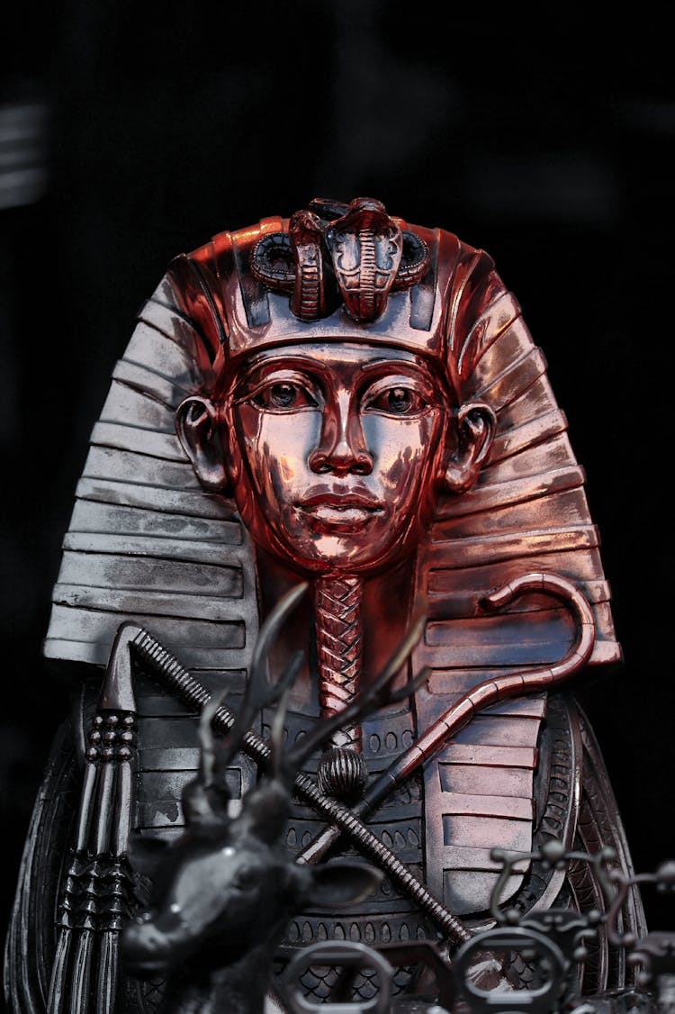 Bronze Pharaoh Coffin Sculp