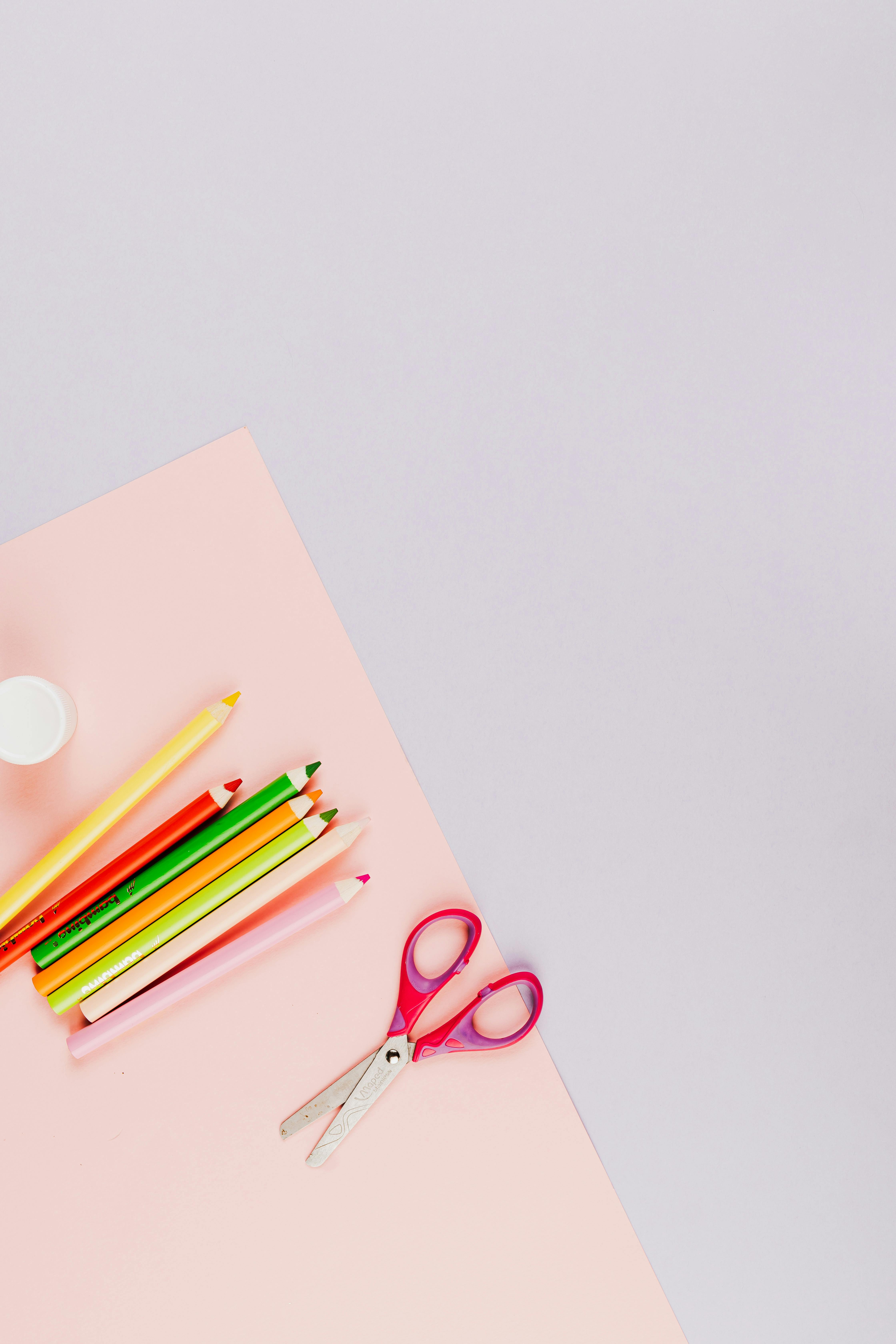 School Or Art Supplies On Pink Background Stock Photo - Download