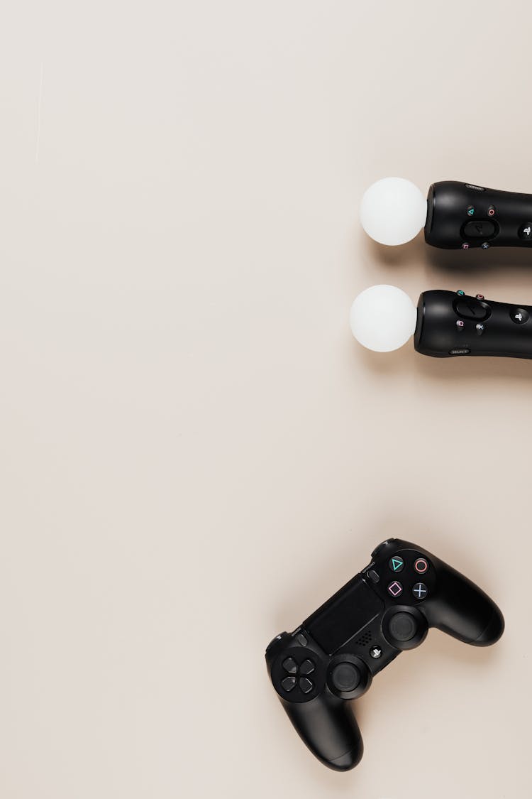 Flat Lay Shot Of Game Controllers