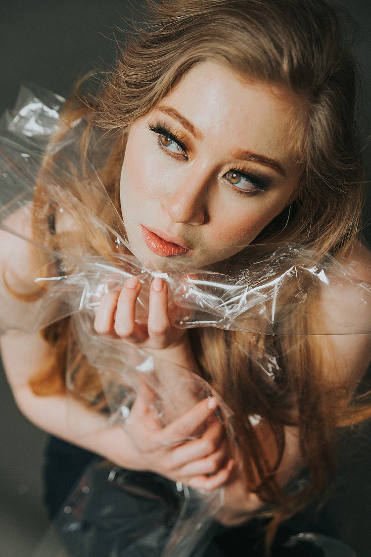 Charming Woman With Cellophane Wrap