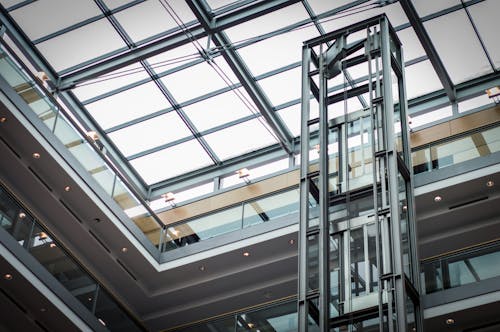 Transparent Lift Modern Elevator in a Building 