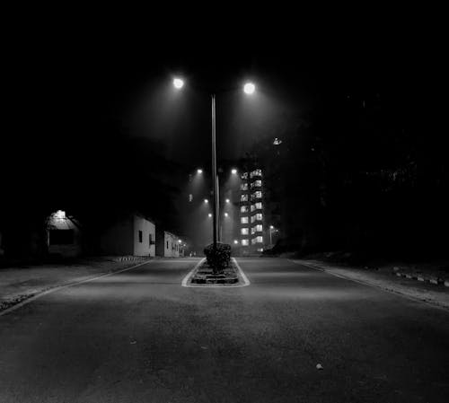 คลังภาพถ่ายฟรี ของ ขาวดำ, ตอนเย็น, ถนน