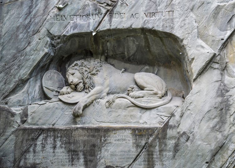 Stone Lion Monument In Lucerne