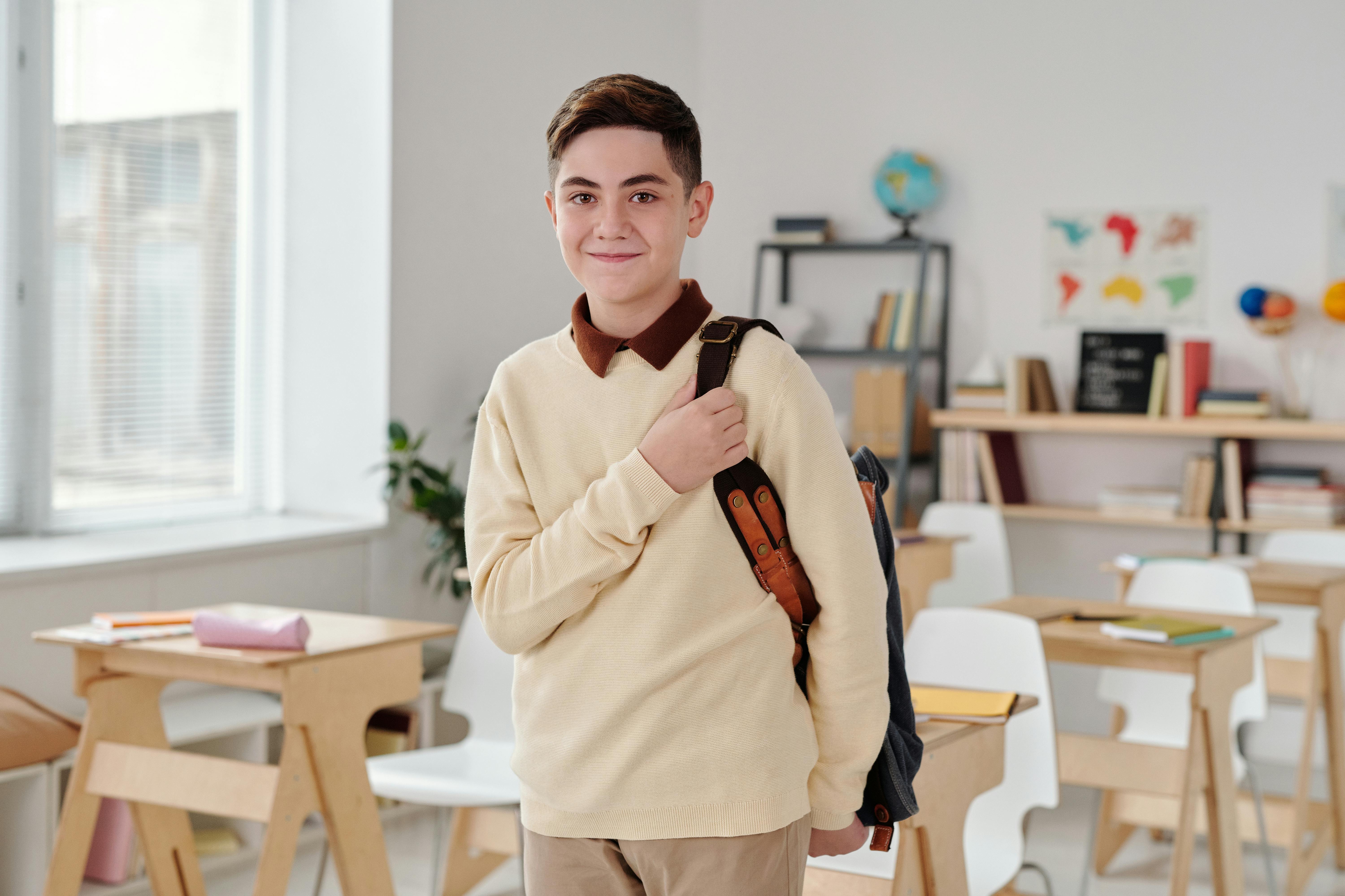 a young student in a classroom