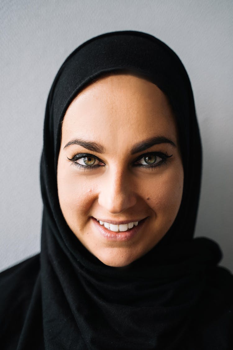 Woman In Black Hijab Smiling