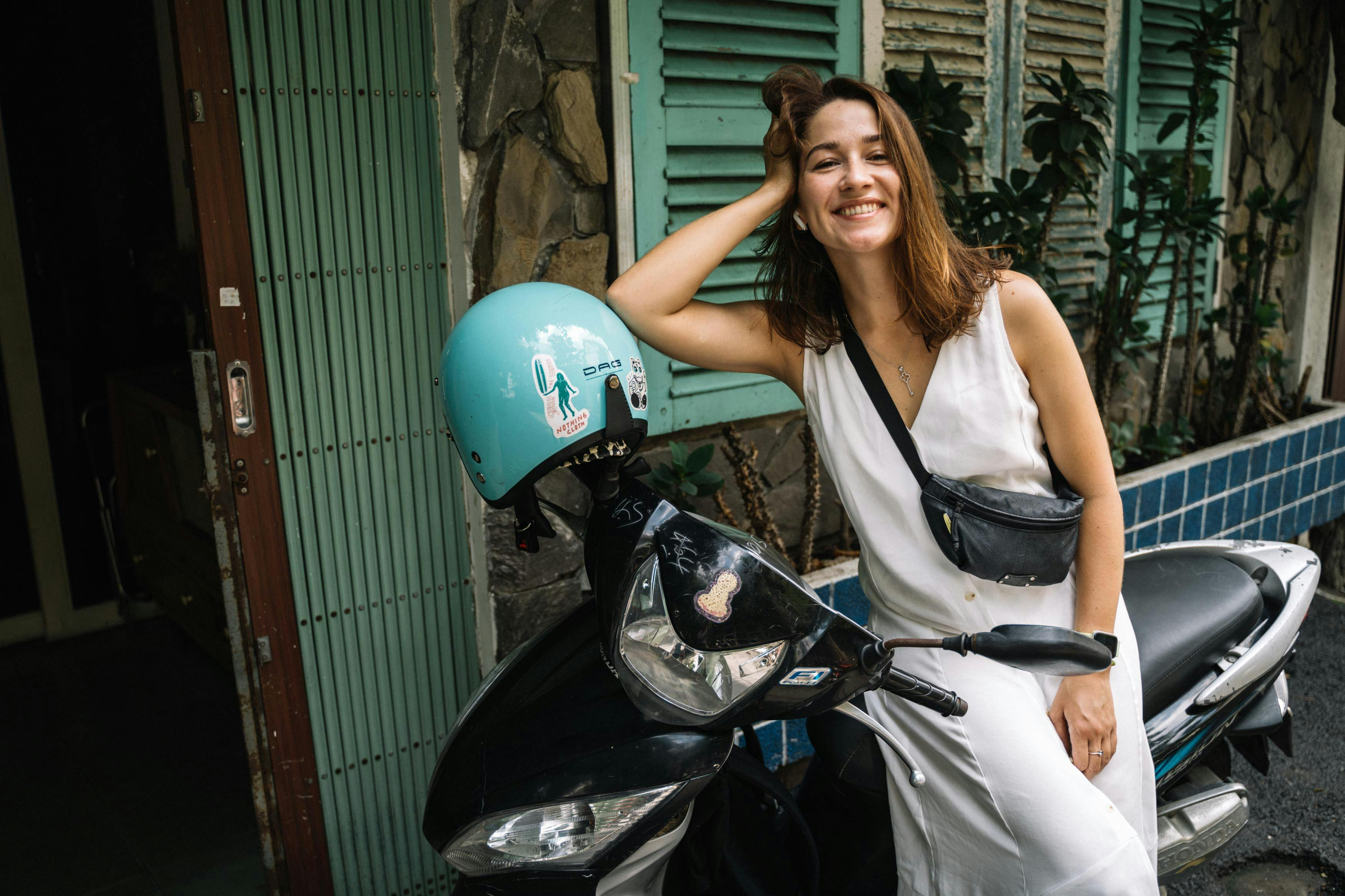 Woman Wearing Purple Dress Ride on Motorcycle during Nighttime · Free ...