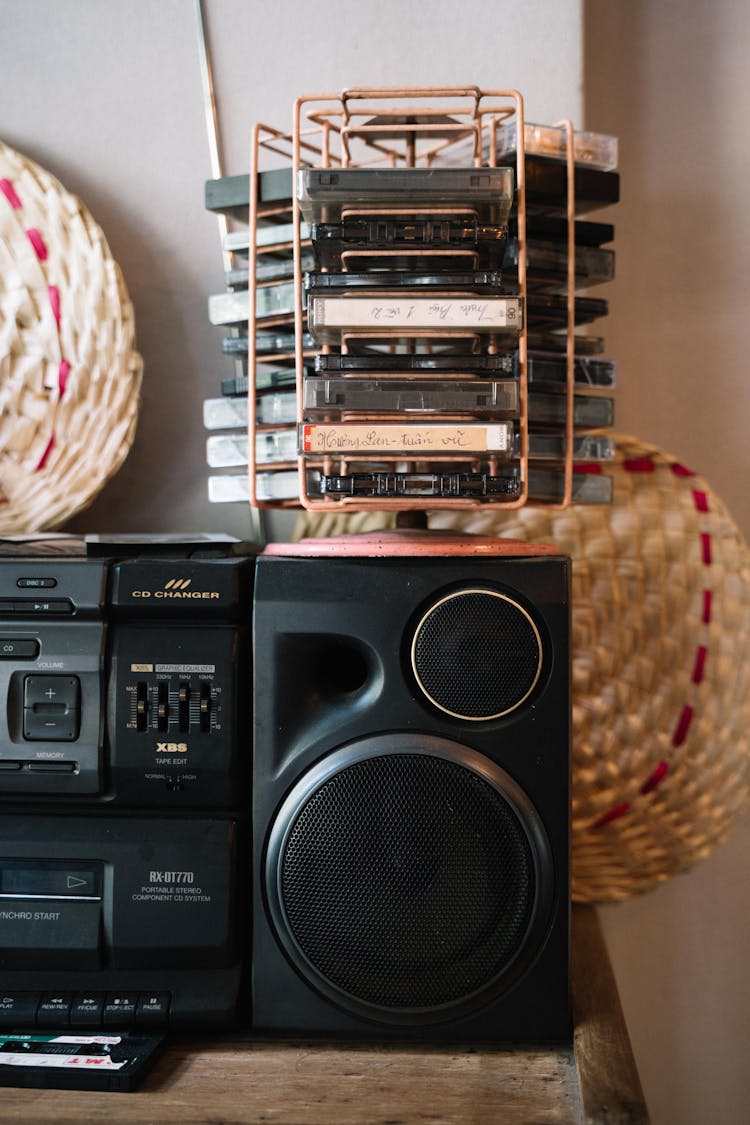 Cassette Tapes On A Rack