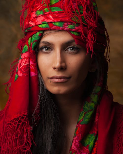Woman in Red  Headscarf