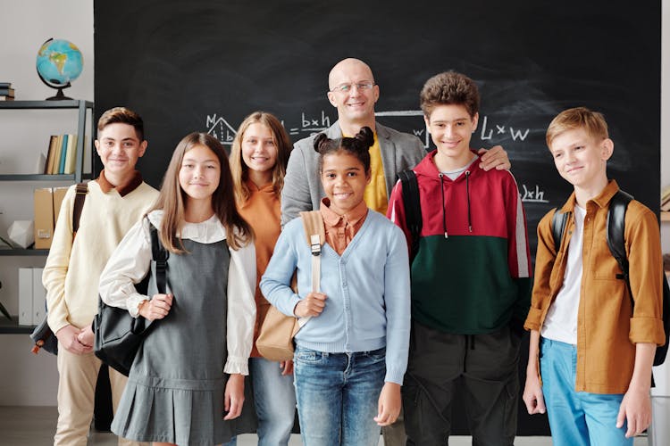 Group Of Students With Their Teacher