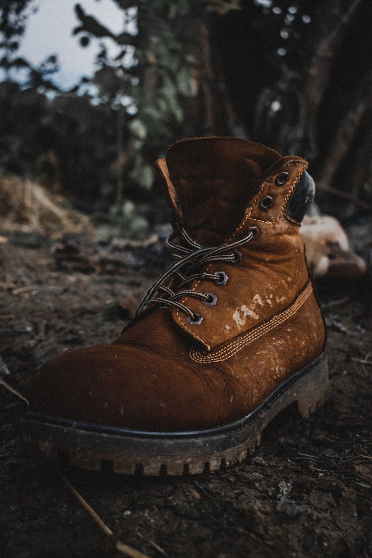 Close-up Of A Timberland Boot On The Ground 