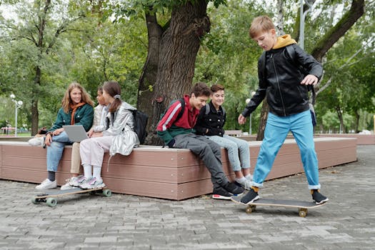 A Young Boy Riding Skateboard