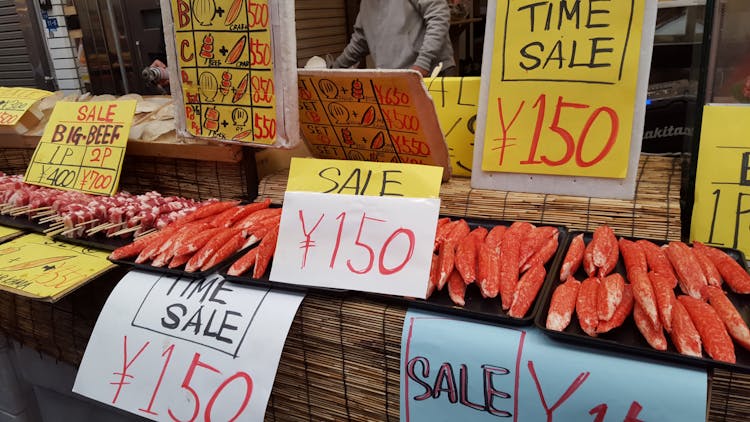 Seafood Display For Sale On Outdoor Market