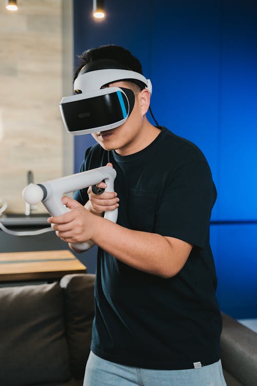 A Man Playing Virtual Reality