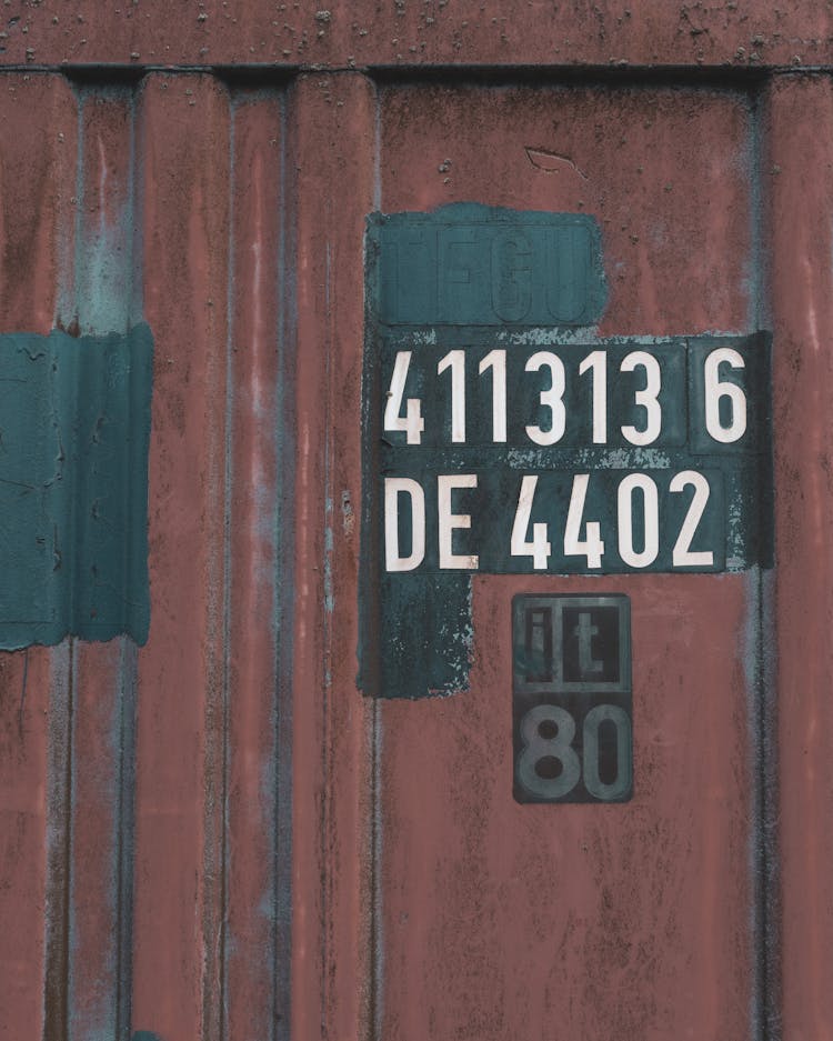 Numbers And Letters On A Shipping Container Door