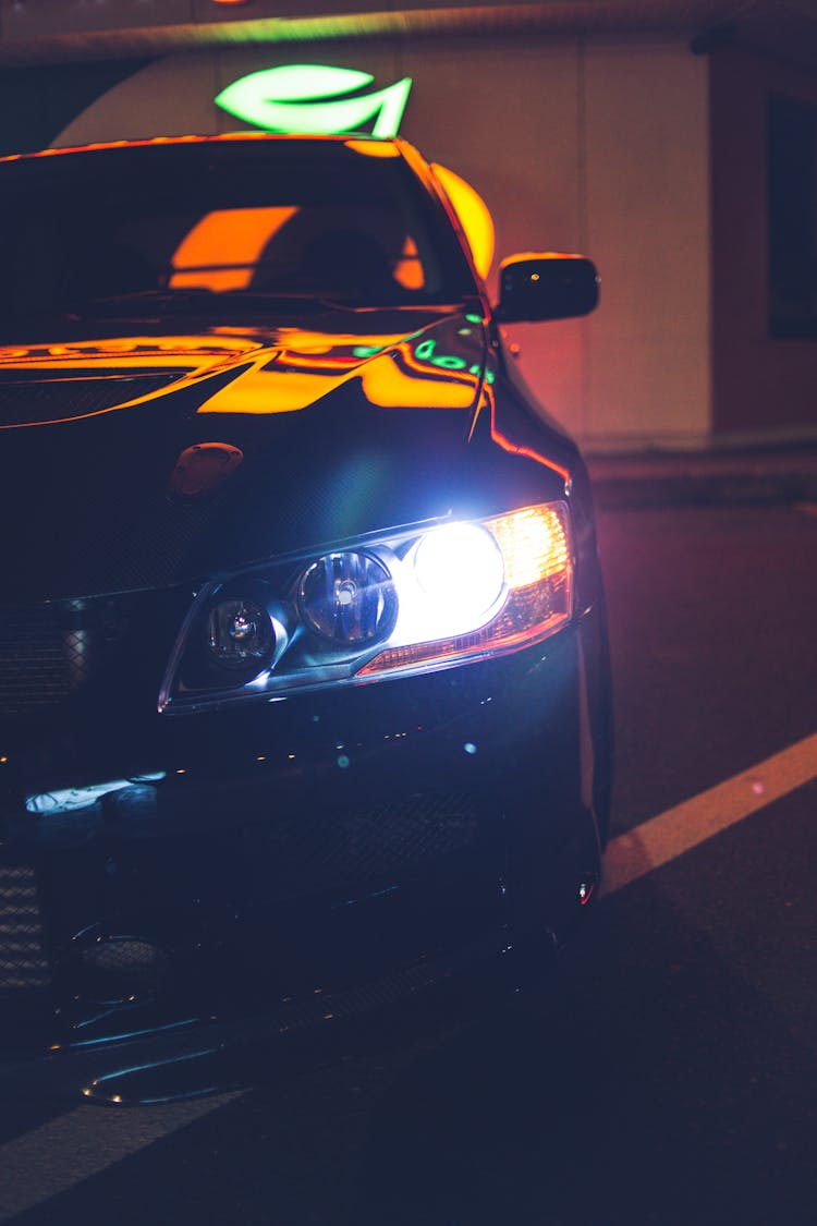 Modern Shiny Car On Parking Lot