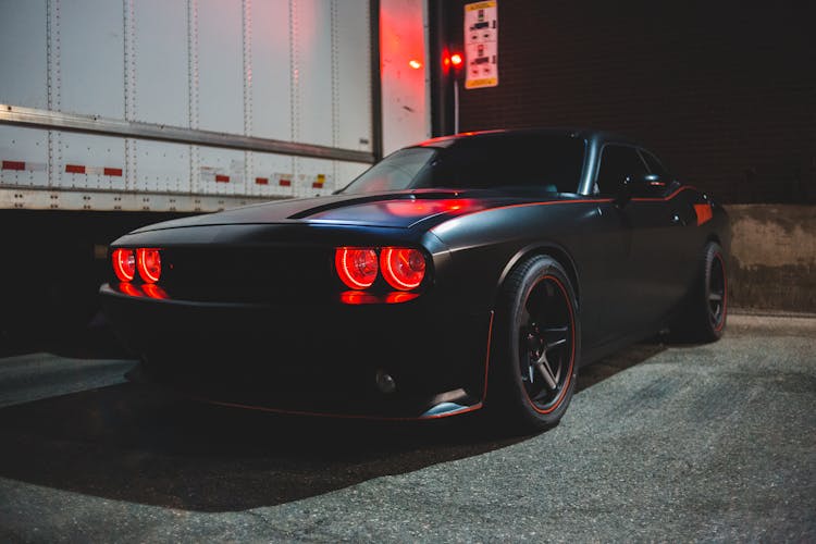 Black Car With Red Headlight