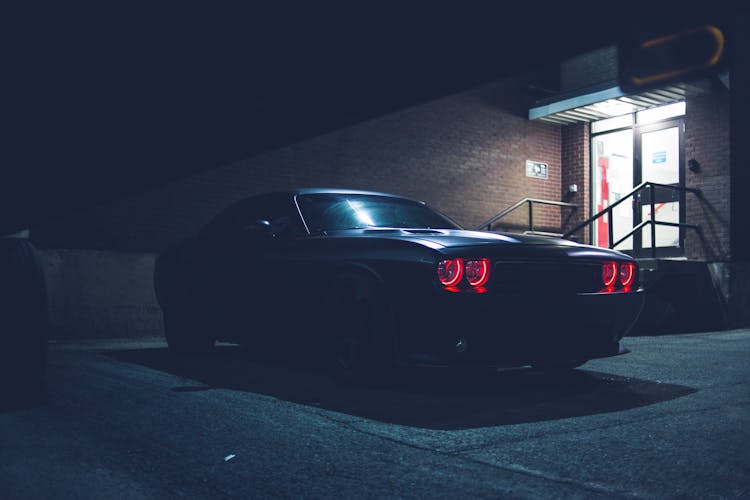 Black Car With Red Headlight