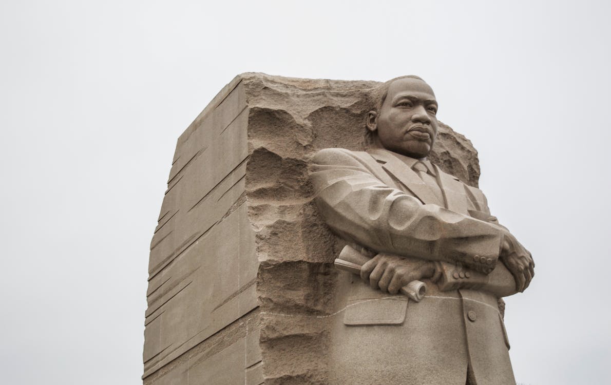 Free Stone statue of leader of civil rights movement in Washington DC Stock Photo